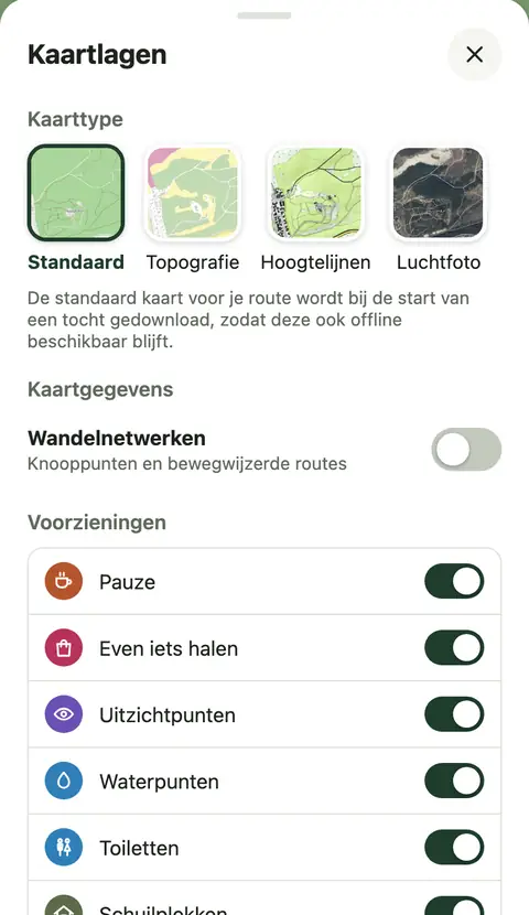 Kaartlagen, Voorzieningen: een schakelaar per soort stop
