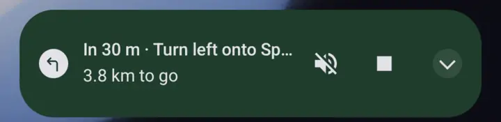 The next turn from Kavely on the lock screen of an Android phone