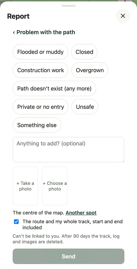 The sheet Report, for a problem with the path