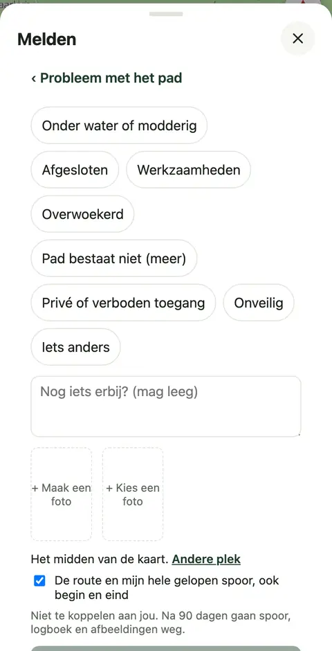 Het blad Probleem melden