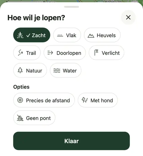 Het blad Hoe wil je lopen?, met de wensen voor hardlopers