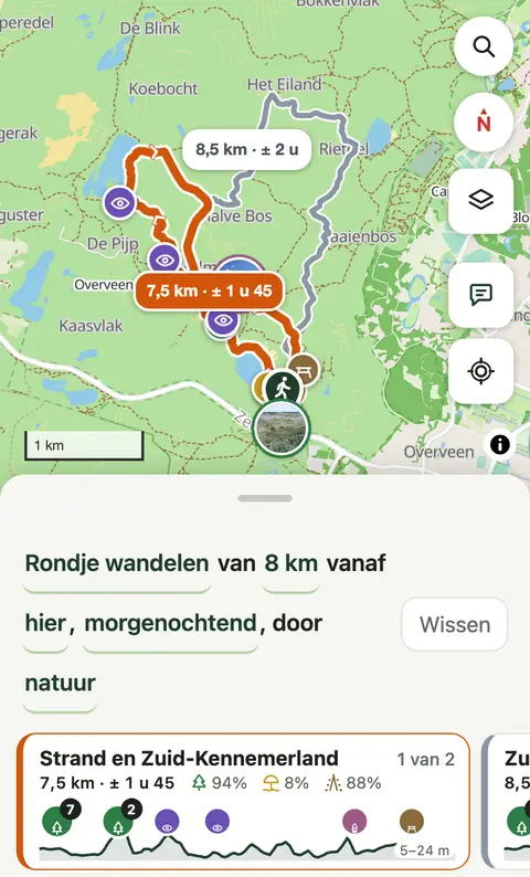 Hetzelfde rondje voor de ochtend, door de duinen