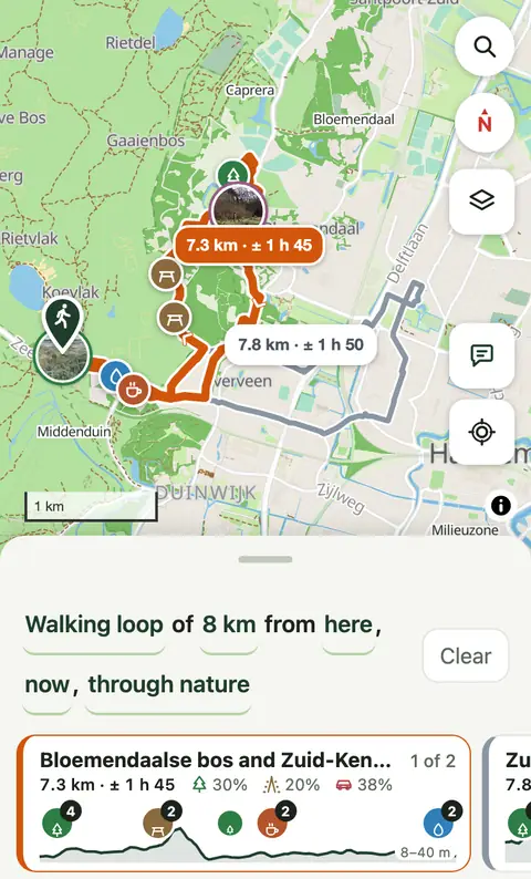 A loop from the Koevlak at one in the morning, through the Bloemendaal woods